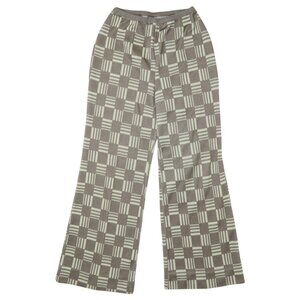 Vintage 70s Grey & Cream Plaid Stretchy Wide Leg Pants